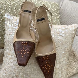 CASADEI Snake Skin 4 1/2” Sling-back Heels Size 10